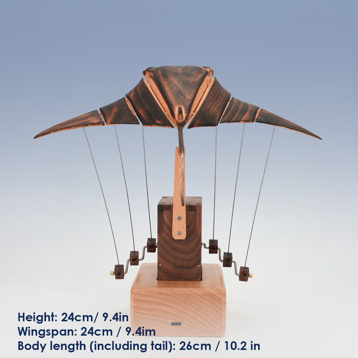 Handcrafted Wooden Manta Ray Automaton