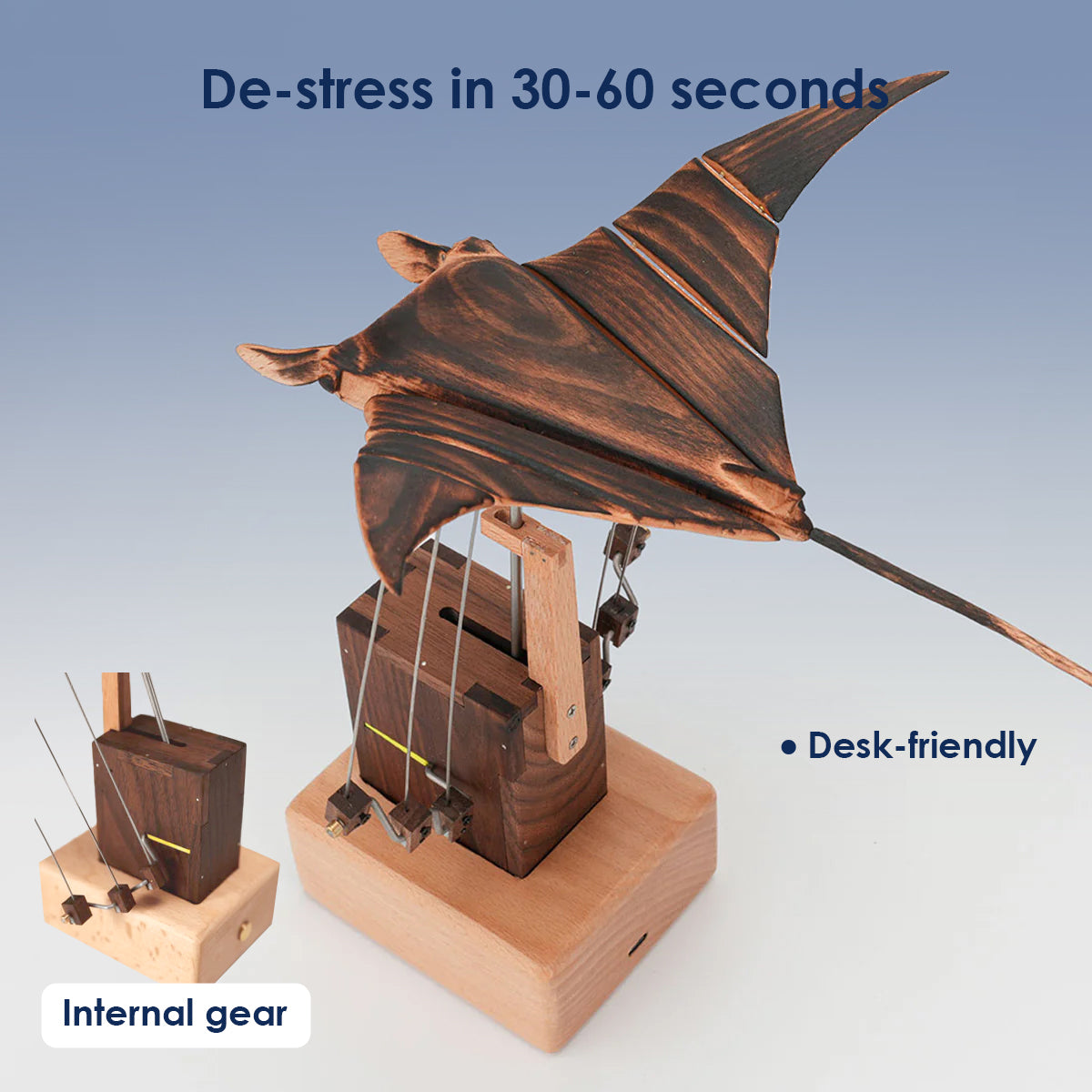 Handcrafted Wooden Manta Ray Automaton
