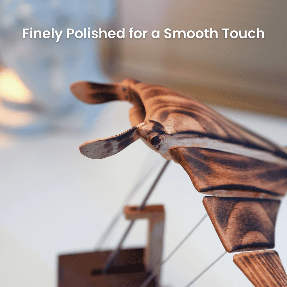 Handcrafted Wooden Manta Ray Automaton